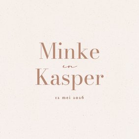 Klassiek trouwkaartje beige met papiertextuur