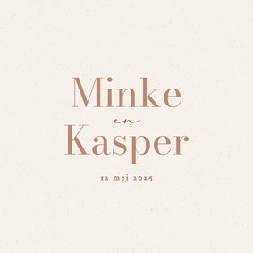 Klassiek trouwkaartje beige met papiertextuur
