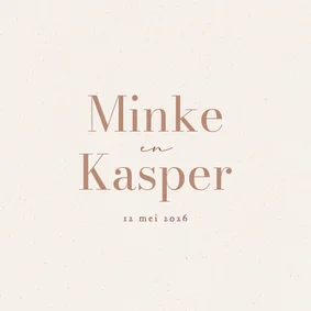 Klassiek trouwkaartje beige met papiertextuur