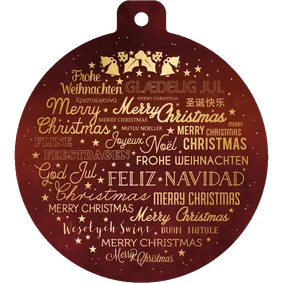 Klassieke internationale zakelijke kerstkaart met talen rood