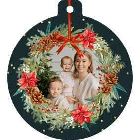Klassieke kerstkaart kerstkrans foto sterren goudlook 
