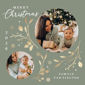 Klassieke kerstkaart met foto botanisch 