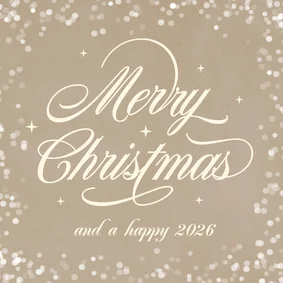 Klassieke kerstkaart met sierlijke tekst Merry Christmas