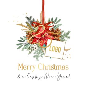 Klassieke kerstkaart zakelijk botanisch jaartal logo goud