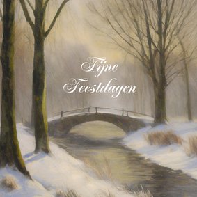 Klassieke kunst- kerstkaart winterlandschap schilderij