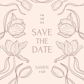Klassieke save the date uitnodiging samen jarig tulpen