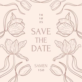 Klassieke save the date uitnodiging samen jarig tulpen