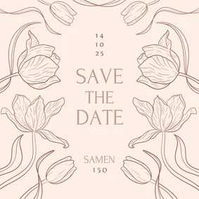 Klassieke save the date uitnodiging samen jarig tulpen