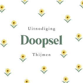 Klassieke uitnodigingkaart doopsel bloemetjes lente