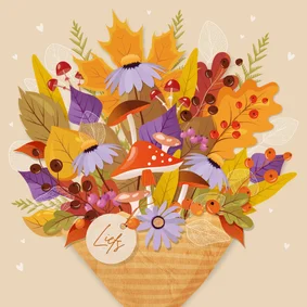 Kleurrijk herfstboeket op aanpasbare achtergrondkleur