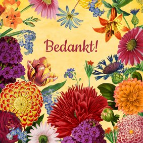 Kleurrijke bloemen bedank kaart 