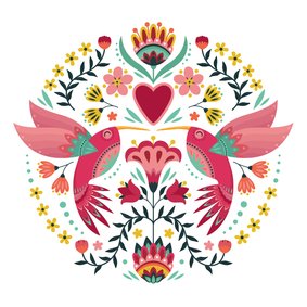 Kleurrijke dierenkaart met sierlijke colibri