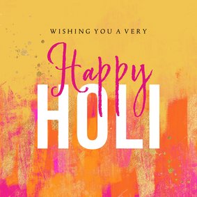 Kleurrijke Holi kaart verfstrepen goud spetters