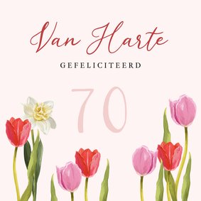 Kleurrijke kaart met bloemen en stijlvolle typografie