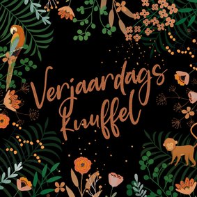 Knuffel kaart takjes en bloemen terracotta 