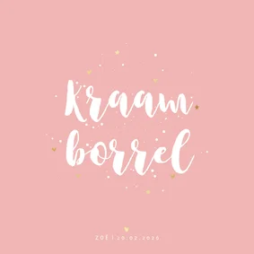 Kraamborrel simpel met goudlook sterretjes en hartjes