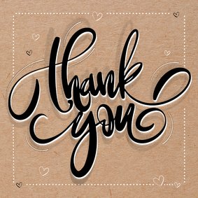 Kraftlook bedankkaart engels thank you handlettering