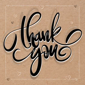 Kraftlook bedankkaart engels thank you handlettering