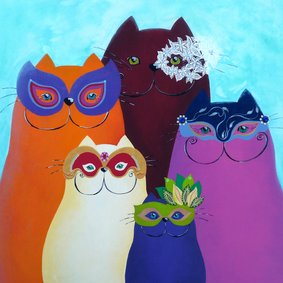 Kunstkaart - Katten carnaval Venetie
