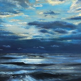 Kunstkaart olieverfschilderij Noordzee Julianadorp