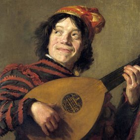 Kunstkaart van Frans Hals. De luitspeler