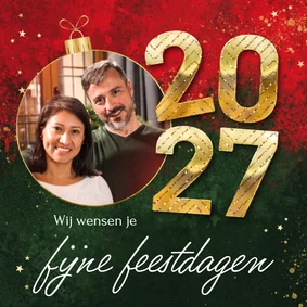 Kunstzinnige fotokaart kerst 2027 kerstbal 