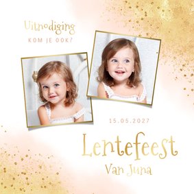 Lentefeest uitnodiging waterverf goud roze foto