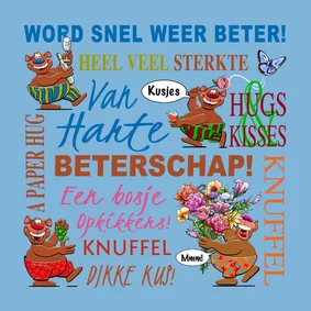 Leuke beterschapskaart met beren met teksten