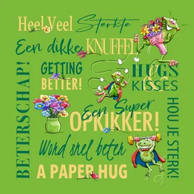 Leuke beterschapskaart met opkikkers en bloemen