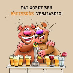 Leuke en grappige verjaardagskaart met beertjes en bier