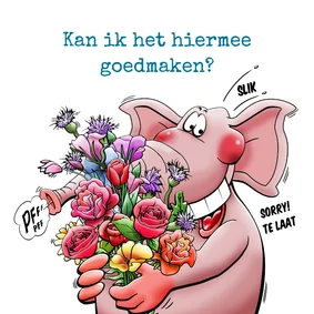 Leuke kaart met olifant om spijt te betuigen