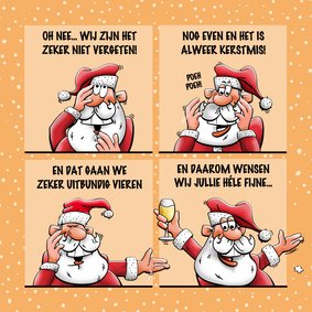 Leuke kerstkaart met grappige kerstman