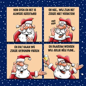 Leuke kerstkaart met grappige kerstmannetje