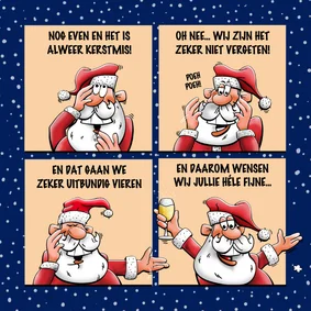 Leuke kerstkaart met grappige kerstmannetje