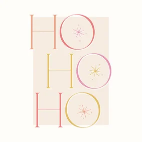 Leuke kerstkaart met ho ho ho in vrolijke kleuren