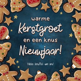 Leuke kerstkaart met kerstkoekjes kader, warme kerstgroet