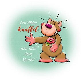 Leuke liefde kaart met knuffelbeertje en bloem