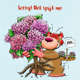 Leuke sorry kaart voor een vriendin met Hortensia-struik