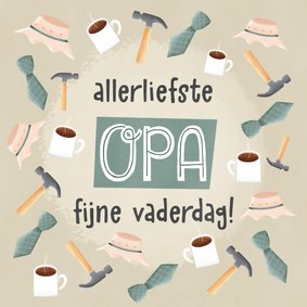 Leuke vaderdag kaart voor je opa met patroon en typografie