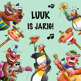 Leuke verjaardagskaart met leuke grappige dieren