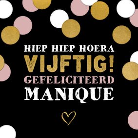 Leuke verjaardagskaart 'vijftig' met confetti