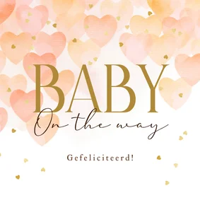 Liedevolle felicitatiekaart baby on the way zwanger hartjes