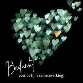 Lief bedankt- kerstkaartje met hartjes