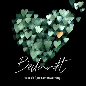 Lief bedankt- kerstkaartje met hartjes