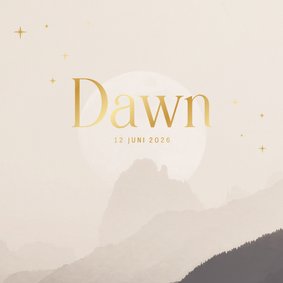 Lief beige geboortekaartje met maan en sterren