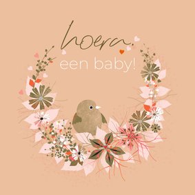 Lief geboorte felicitatiekaartje met vogeltje