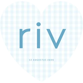  Lief geboortekaartje blauwe ruitjes in hartvorm