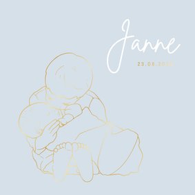 Lief geboortekaartje broer kust broertje –goudfolie