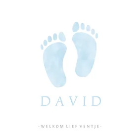 Lief geboortekaartje jongen met blauwe baby voetjes 