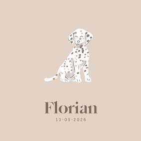 Lief geboortekaartje met dalmatiër hondje